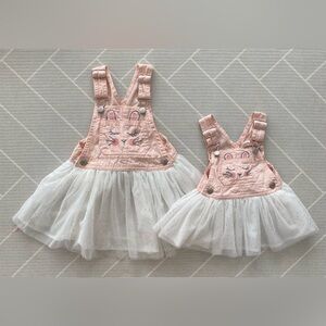 OshKosh B'gosh bunny tutu overall dress set girl's size 3T/ baby girl's size 6M